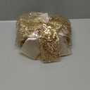 Traico Christmas Tree Topper Bow  Bow: 11" sq.  Tails: 3 Yards Long Each  Champagne Snowflake