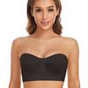 Lusait Strapless Bra for Women Non-Slip Silicone Padded Bandeau Bra Wireless Tube Top Bralette Black Small