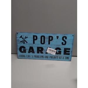 SET OF 3, Wood Sign for Grandpa - Pop pop's Garage - Vintage Wooden Hanging Wall Plaque,Funny Gift for Grandpa ,Garage Decor Workshop & Farmhouse Wall Decor Gift for Grandfather(POP POP'S).