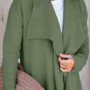 Angerella Women's Casual Long Sleeve Draped Open Front Knit Long Cardigan Sweater Outwear Coats with Pocket (Green, M)