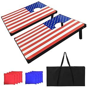 Cornhole Outdoor Toss Game Set: 4' x 2'/ 3' x 2' Wood Corn Hole Sets with 2 Cornhole Boards, 8 Cornhole Bags and Carrying Case for Adults/ Kids/ Family, Perfect for Backyard, Parties, Camping, Beach