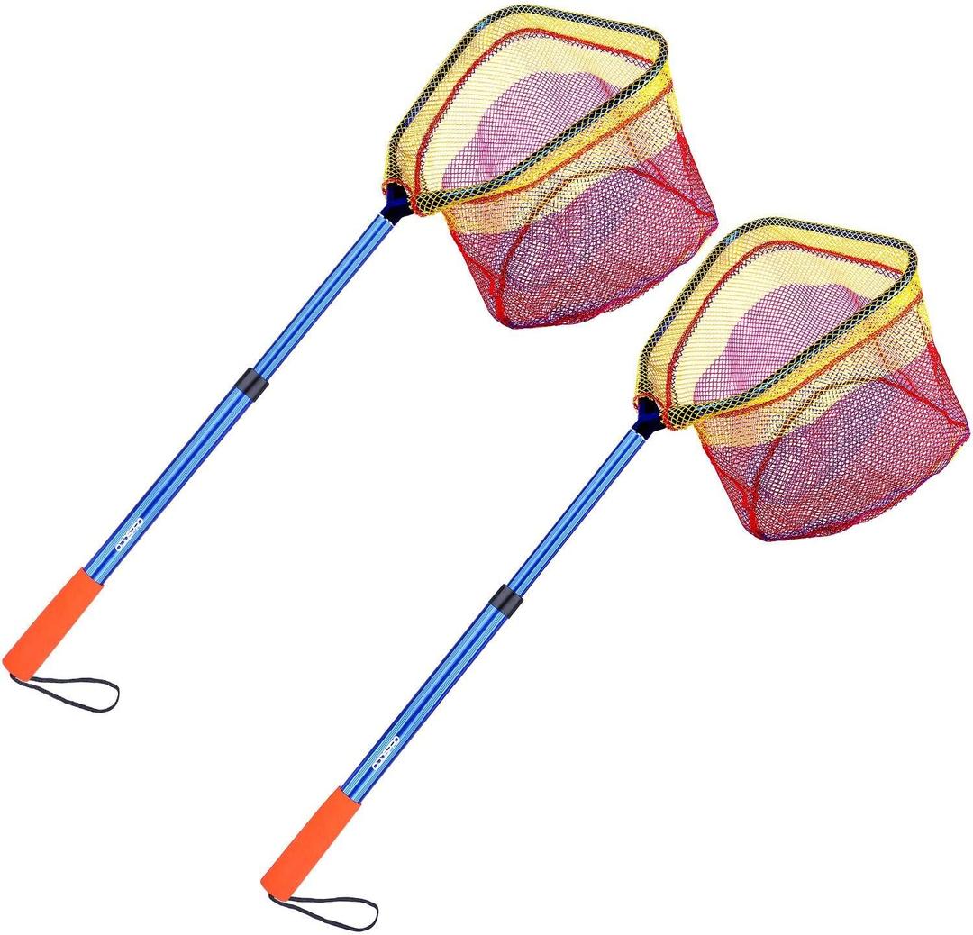 Kids Fishing Net - Telescoping Bait, Minnow, and Butterfly Net With 11.4" Depth, Handle Extends to 30" for Easy Catch and Release (Blue-2pack)