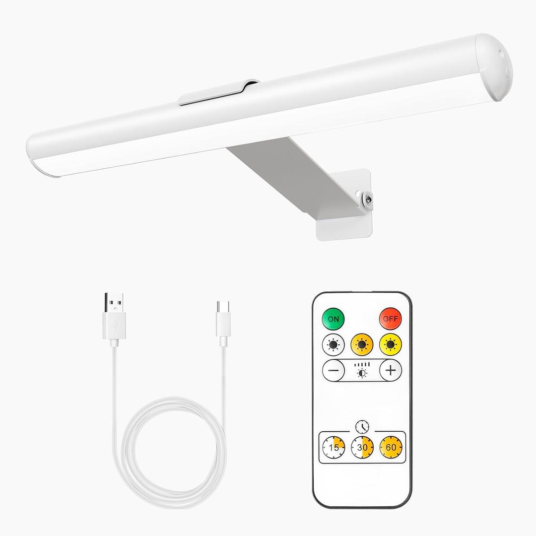 Picture Light, Rechargeable Wall Lights 4000m Ahbattery Powered Wall Light, suse forart Lighting for Paintings, Gallery Wall Light 300 lumens, Dimmable and Timer Off Art Display Light