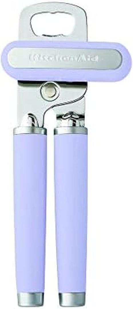 KitchenAid Classic Multifunction Can Opener and Bottle Opener Easy to Use, Razor Sharp Stainless Steel Cutting Wheel, Soft Ergonomic Handles, Lavendar Cream (8.34-Inch)