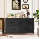5-Drawer Dresser for Bedroom, Anti-Tip Wide Storage Organizer Fabric, 11.8"D x 39.4"W x 20.9"H