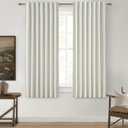 Beige White Room Darkening Curtains 72 Inches Long 2 Panels Burg, Linen Heavy Insulated Bay Window Curtain Modern Neutral Drapes for Bedroom/Cabin/Kitchen (W50" x L72"Tall) 6FT Length Hook Belt