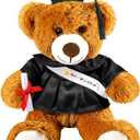 Foilswirl Graduation Bear 2026 with Gown Cap Tassel 9Black Graduation Stuffed Animal Plush Bear Toy for Class of 2026 Prek Preschool Kindergarten High School College Graduate Gift