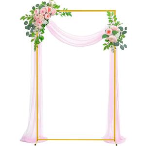 Wokceer Wedding Arch Backdrop Stand 6.6x4 FT Square Wedding Arches for Ceremony Gold Metal Balloon Arch Frame for Wedding Birthday Party Garden Arbor Anniversary Event Christmas Decor