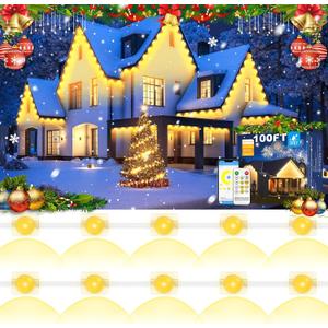 Permanent Outdoor Lights Warm White Cold White for House Lighting Holidays Party Decoration100ft LED String Lights, with App or Remote Control, IP67 Waterproof for Outdoor & Indoor Decor