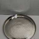 Elegance Hammered Stainless Steel Round Tray, Silver, 13"
