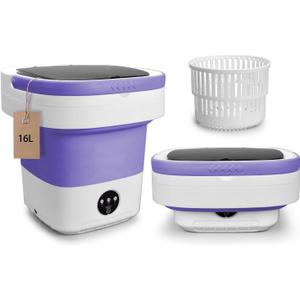Portable Mini Washing Machine, 16L Upgraded with Spin Basket Laundry Machine, 3 Cleaning Modes Suitable for Small Clothes, Foldable Design Ideal for Hotel Campain Apartment and Home