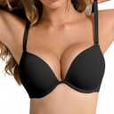 Women's Push Up Padded Bra Seamless T-Shirt Underwire Plunge Bra Add One Cup (36E)