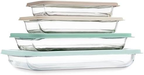 COOK WITH COLOR 6-Piece Deep Glass Baking Dish Set with Plastic Lids – Casserole and Food Storage Containers for Lasagna, Leftovers – Freezer-to-Oven, Microwave & Dishwasher Safe, Mint
