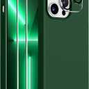 Dssairo [5 in 1 for iPhone 13 Pro Max Case 6.7 inch, with 2 Pack Screen Protector + 2 Pack Camera Lens Protector, Liquid Silicone Ultra Slim Shockproof Protective Phone Case (Alpine Green)