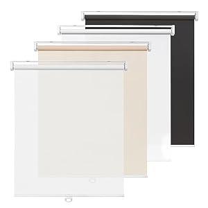 LazBlinds No Tools No Drill Cordless Roller Shades, Light Filtering Window Sheer Shades Transparent UV Protection Roll Up Blinds for Windows, 34'' W x 72'' H, White