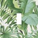 Green Tropical Palm Leaves Decorative Single Toggle Decorator Light Switch Cover Plate 1-Gang Summer Nature Hawaiian Plant Greenery Banana Leaf Electrical Receptacle Face Outlet Plug Wall Plate Cover