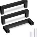 Goldenwarm 5 Pack Black Cabinet Pulls 4-1/2in Drawer Pulls Modern Kitchen Cabinet Handles Black Dresser Stainless Steel Hardware