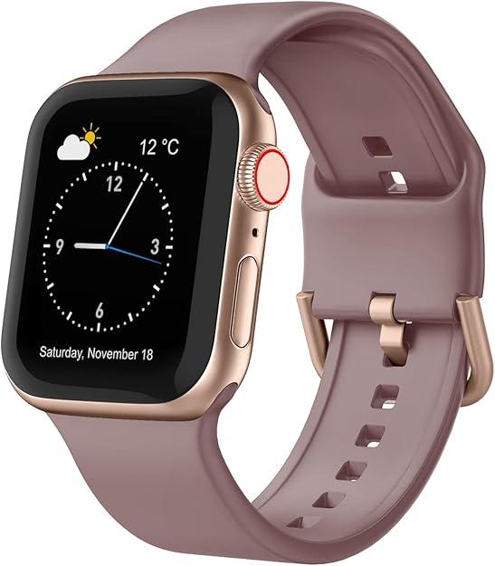Sport Band Compatible with Apple Watch Bands 44 /45 /46 /49mm, Soft Silicone Replacement Strap with Classic Clasp for iWatch Series 11 10 9 8 7 6 5 4 3 2 1 SE Ultra Women Men