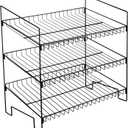 LEIFIDE 3 Tier Snack Basket, 24 x 14.9 x 23.2 Inch Candy Display Rack, Metal Wire Countertop Concession Stand Supplies for Office, Pantry, Kitchen, Bathroom