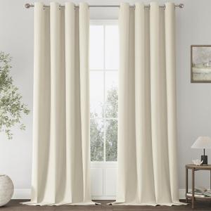 ChrisDowa 100% Blackout Birch Solid Curtains 102 Inches Long 2 Panels for Bedroom Living Room, Farmhouse Room Darkening Thermal Insulated Soundproof Grommet Top Window Treatment Drapes,52x102