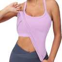 MathCat Workout Tank Tops for Women with Built in Bra, Sleeveless Gym Tops Seamless Racerback Athletic Yoga Shirts L