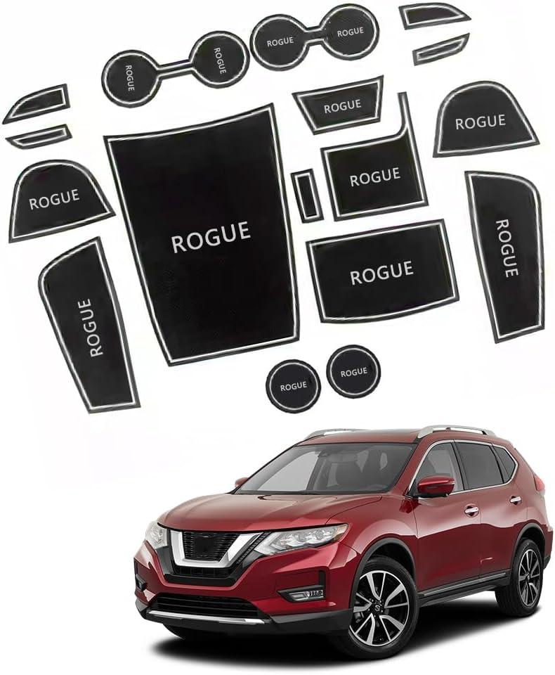 XITER for Nissan Rogue 2021 2022 2023 2024 2025 Car Accessories Cushion Non-Slip Gate Slot Pad Cup Mat Car Interior Door Slot Pad Automotive Decoration 17pcs/Set(White)