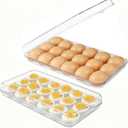 Pidea Shop Egg holder for fridge - deviled egg containers with lid, Clear Stackable Plastic Egg Holder, Space-Saving 36 Egg refrigerator Organizer (Clear, Pack of 02)