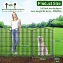10 Panels No Dig Decorative Garden Fence with Gate - 40 in (H) x 23.6 ft (L), Dog Fence Outdoor for Yard, Rustproof Metal Animal Barrier Ground Stakes Fencing for Garden, Patio, Flower Bed