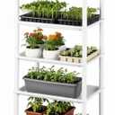 RooTrimmer 5-Tier Seed Starter Trays, Plant Stand, with Bottom-Watering DesignShelf for Indoor Outdoor Seedling Sprouting Greenhouse, Space-Saving for Small Cell Trays & Nursery Pots, White (10"*15"*37")