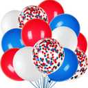 JOYYPOP 80Pcs Red White and Blue Latex Balloons with Confetti Balloons for 4th of July Decorations Independence Day Patriotic Anniversary