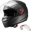 VEVOR Full Face Motorcycle Helmet DOT Approved, Dual Visor & Interchangeable Lens, Smart Street ABS Helmet Comfortable Motocross Helmet, Fit for Youth & Adults, Medium