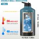 1 Gallon Water Bottle Insulated(Cold for 48 Hrs),BPA Free&Leak Proof,128oz Stainless Steel Water Jug,Large Water Bottle with Straw Spout Lids for Gym,Hiking,Camping&Travel,Black Blue