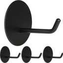 Adhesive Hooks Heavy Duty, Hold 20 Lbs, Extra Large Long Self Stick on Hanger, Wide Sticky Round Decorate Hooks, for Hanging,Clock,Clothing,Headphone,Robe,4Packs(Black)