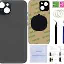 15 Back Glass Replacement for iPhone 15 Back Cover Glass (Black, 6.1 Inches) with Pre-Installed Tape +Installation Instruction + Repair Tools (Black)