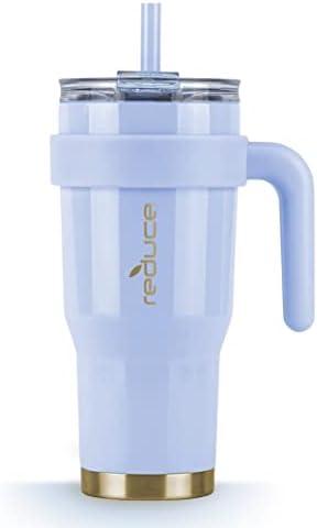 Reduce 24 oz Tumbler with Handle and Straw - Stainless Steel with Sip-It-Your-Way Lid - Keeps Drinks Cold up to 24 Hours - Sweat Proof, Dishwasher Safe, BPA Free - Glacier, Opaque Gloss