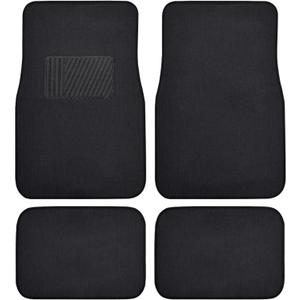 BDK Premium 4PC Set of Carpet Car Floor Mats with Vinyl Safety Heel Pad for Car, Truck, SUV, Coupe Sedan, Black (MT-100-BK)