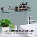 Glass Shelves for Bathroom, 20IN Rectangular Chrome Stainless Steel Tempered Glass Shelf Wall Mount Shelf Sink Over Toilet Modern Bathroom (Chrome Polished, 20)