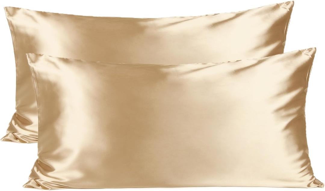 YANIBEST Satin Pillowcase for Hair and Skin Care Silk Pillowcase 2 Pack King Size Pillow Cases Set of 2 -Satin Cooling Pillow Covers with Hidden Zipper Floral Print