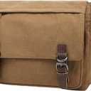 Men Canvas Messenger Bag Business Casual Travel Shoulder Crossbody Bags For Men(Dark Brown,M)