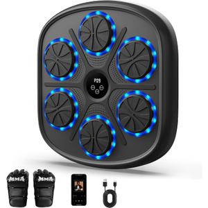 2025 Music Boxing Machine for Adults and Kids, Smart Bluetooth Boxing Machine Wall Mounted Music, Adjustable Hitting Sound Volume, Durable PU Material, Fitness/Lose Weight in Home