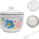 Ceramic Bacon Grease Container with Strainer,Cooking Oil Storage Can 17oz(Colorful)