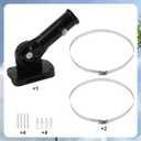 Metal Flag Pole Bracket, No Drill Flag Pole Mount Adjustable Heavy Duty Flag Pole Holder for Square & Round Railing Wall Balcony Fence Porch (Black)