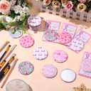 Geelin 60 Sets Breast Cancer Awareness Accessories for Women Mini Pocket Mirrors Pink Ribbons Portable Round Makeup Mirror with Think Pink Fight Card for Charity Recognition Public Event Survivor