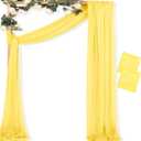 MLMC Yellow Wedding Arch Draping Fabric 2 Panel 29" x 20 FT Extra Long Airy Gauze Drapes Backdrop Curtains 6.6 Yards Light Weight Outdoor Drapery Panels for Wedding Ceremony Church Events Decor