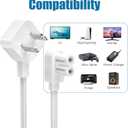 AGVEE 10ft TV Power Cord, 90 Degree Angled L-Shaped UL Listed 2-Prong AC Power Cable IEC C7 C8 Compatible with Samsung LG Sony Insignia Apple TV LCD LED, Vizio Roku JBL Partybox, White