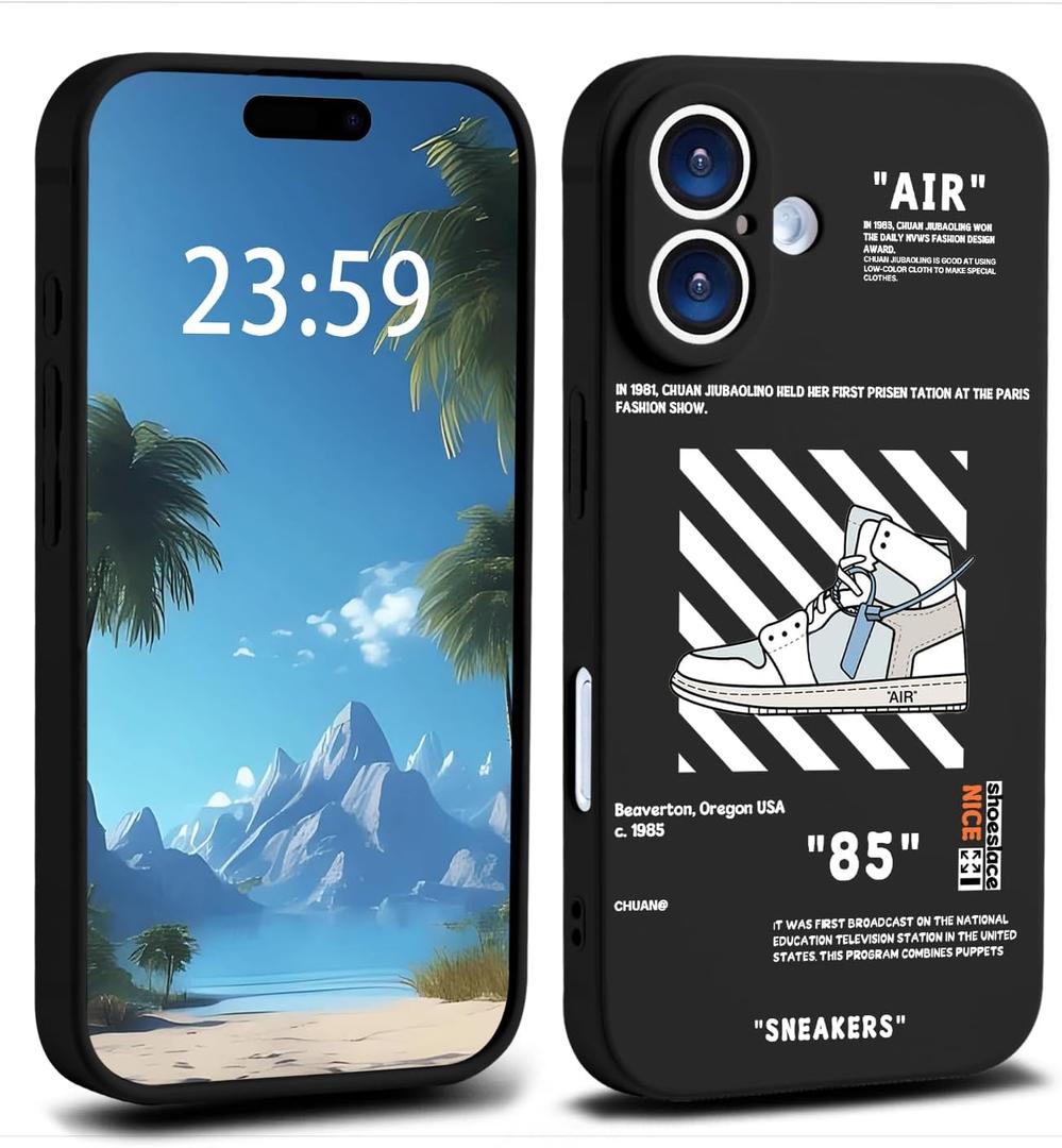 Cool Basketball Sports Sneaker Phone Case for iPhone 16 Case for Boys Men Shockproof Street Designer Aesthetic Compatible with iPhone 16 (White)