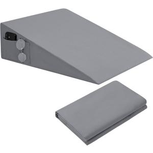 INVGEEXI Light Grey Bed Wedge Pillow Cover with Side Pocket, Soft & Breathable Microfiber Wedge Pillow Case Cover with Zipper, 24" L x 24" W x 12" H (Pillow Not Include)