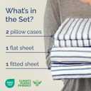 Queen Size 4 Piece Sheet Set - Comfy Breathable & Cooling Sheets - Hotel Luxury Bed Sheets for Women & Men - Deep Pockets, Easy-Fit, Soft & Wrinkle Free Sheets - Blue Stripes Oeko-Tex Bed Sheet Set