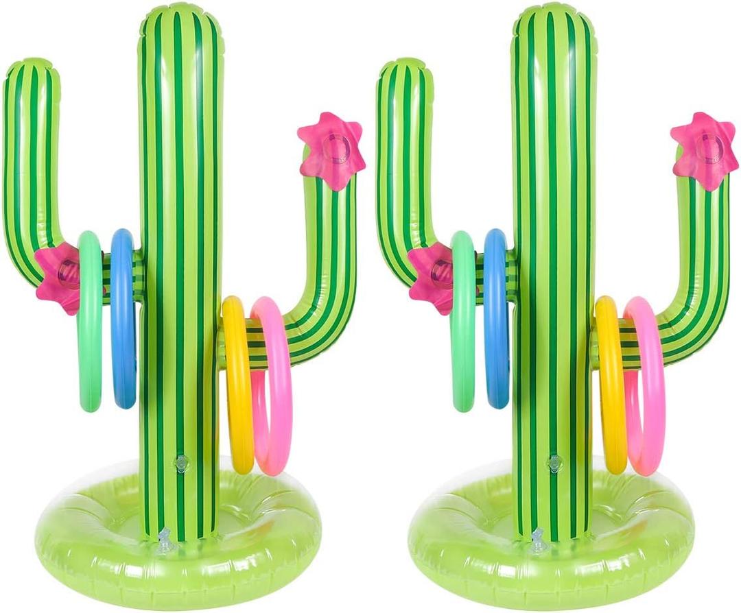 Cactus Inflatable Ring Toss Summer Party Games Toys Floats - Mexican Fiesta/Llama/Pool Party/Cinco de Mayo Party Supplies Favors for Kids Teens Adults