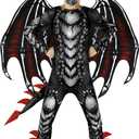 Morph Black Red Dragon Costume Kids Dragon Costume for Boys Jumpsuit Halloween Costumes for Kids (Large)